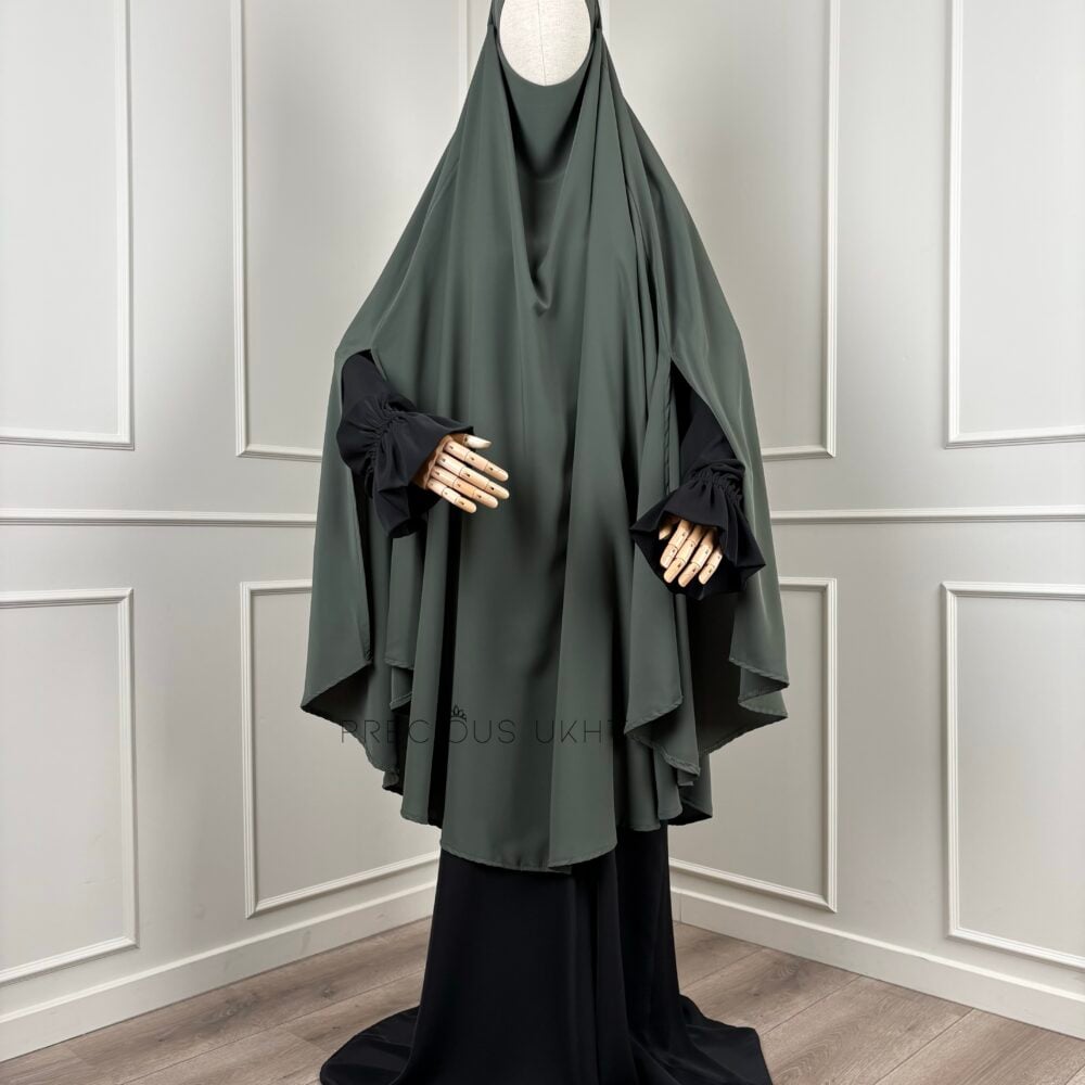 Tieback Knie Khimaar Yemeni ‘Dark Khaki’ (Medina Silk)