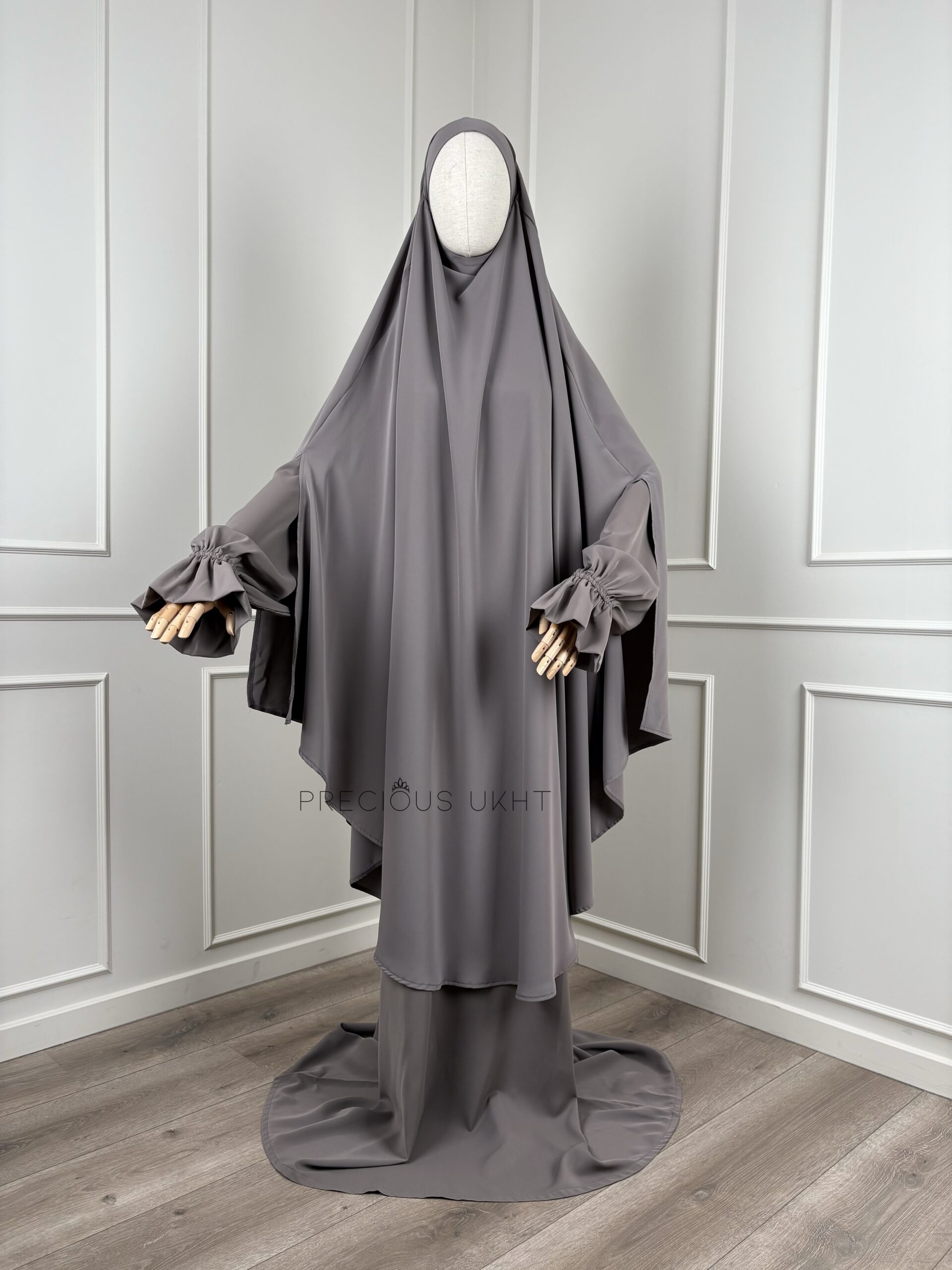 Tieback Knie Khimaar Yemeni 'Dark Taupe' (Medina Silk)