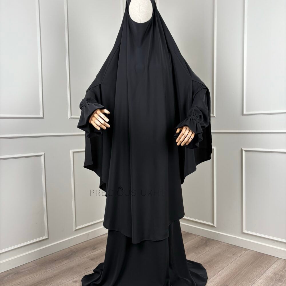 Tieback Knie Khimaar Yemeni 'Black' (Medina Silk)