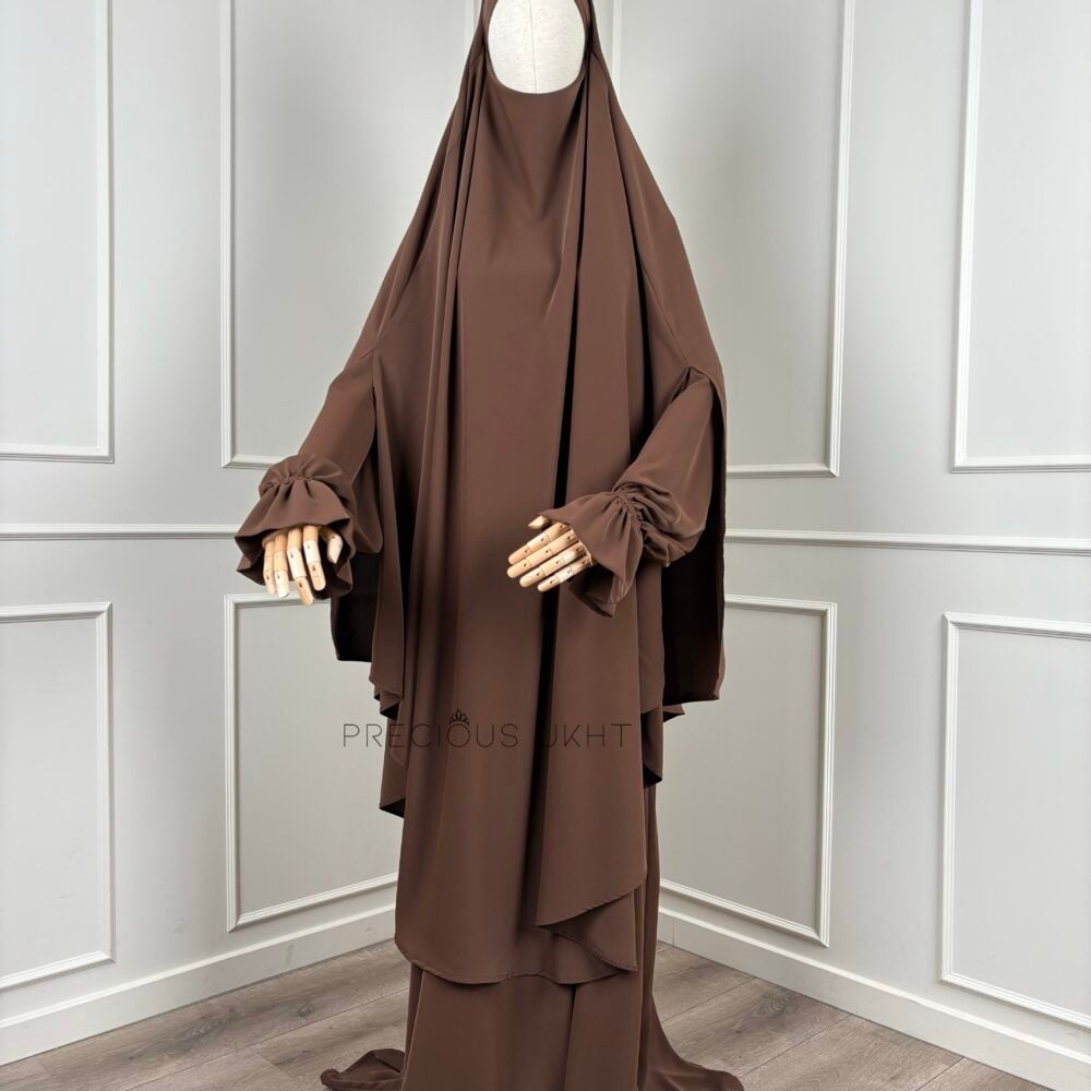 Tieback Knie Khimaar Yemeni ‘Dark Brown’ (Medina Silk)