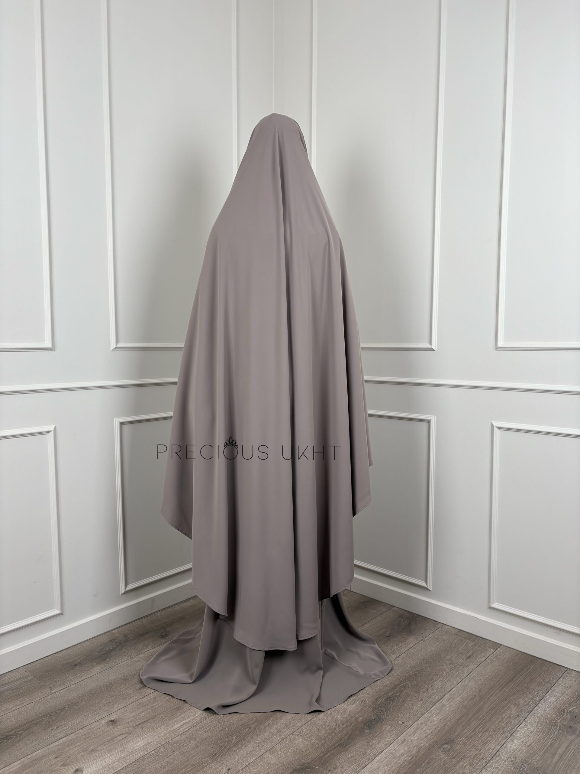 Tieback Knie Khimaar Yemeni 'Taupe' (Medina Silk) - Afbeelding 2