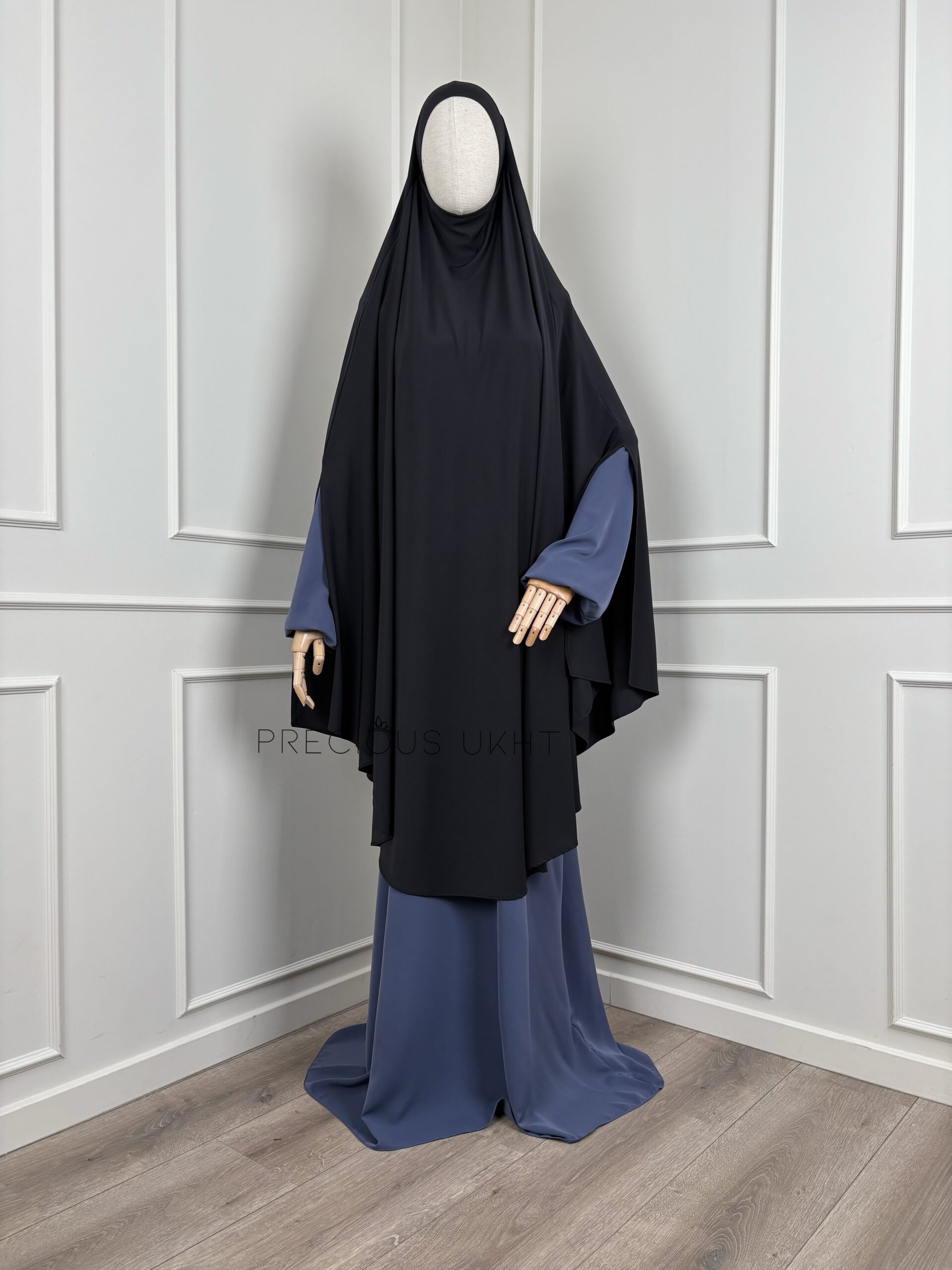 Premium Jersey Tieback Yemeni Extra Long Khimaar 'Black'