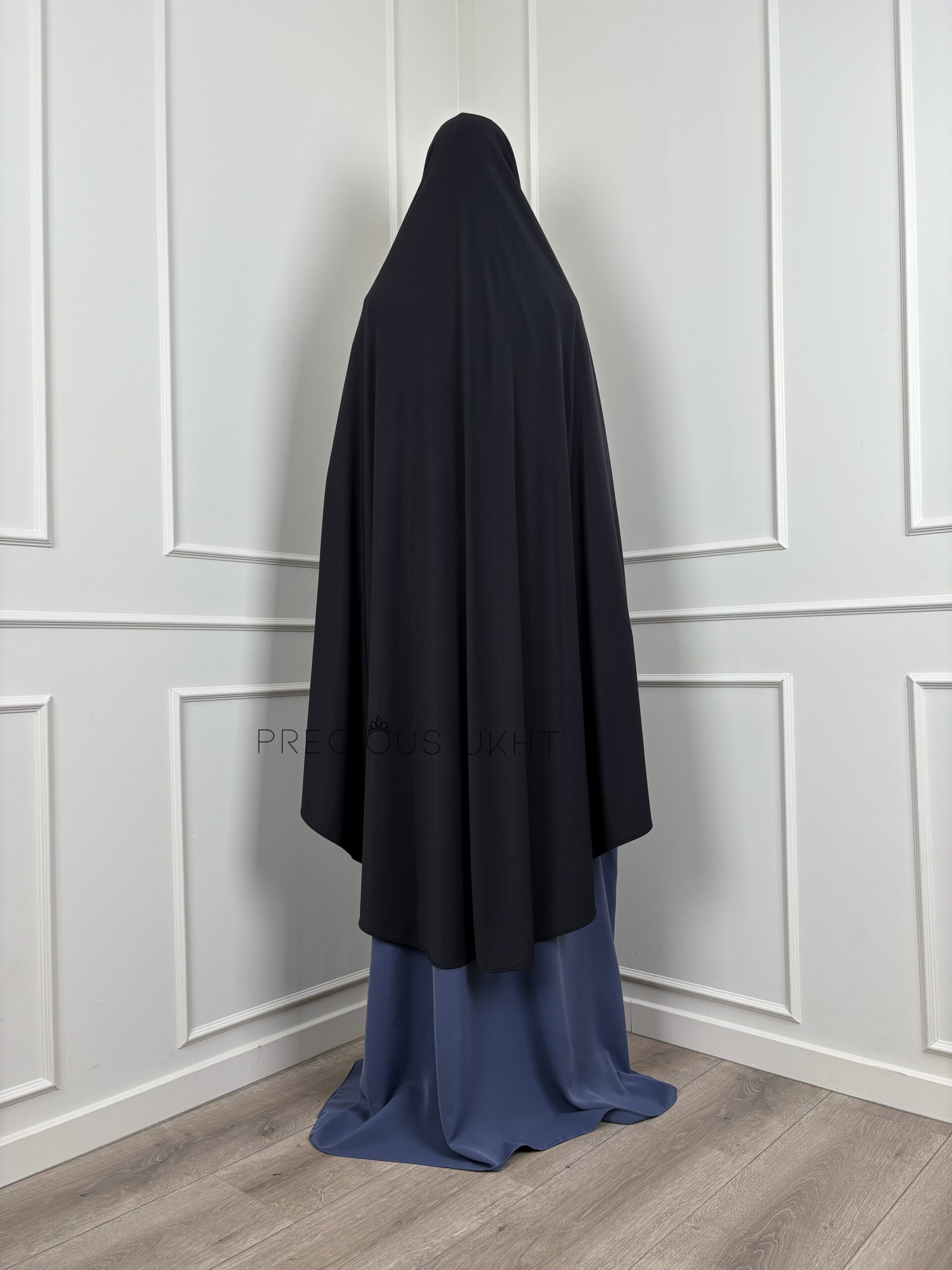 Premium Jersey Tieback Yemeni Extra Long Khimaar 'Black' - Afbeelding 2