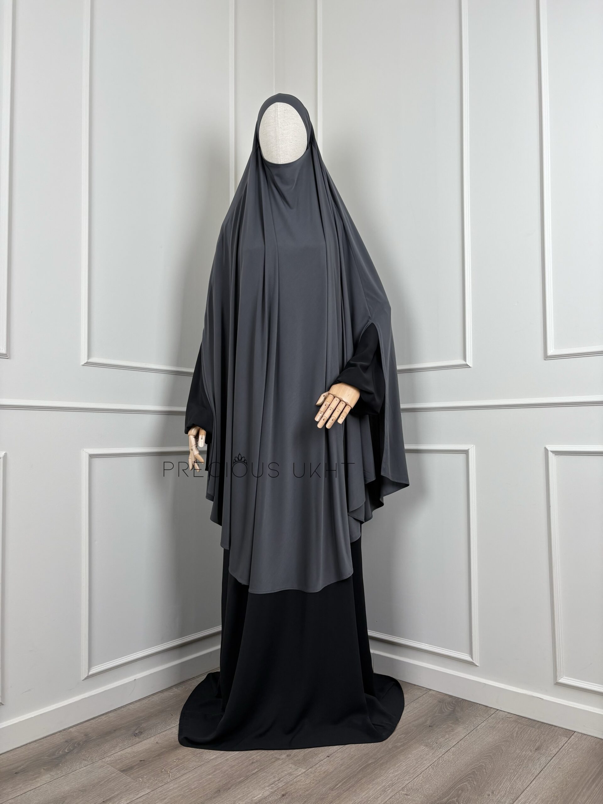 Premium Jersey Tieback Yemeni Extra Long Khimaar 'Dark Grey'