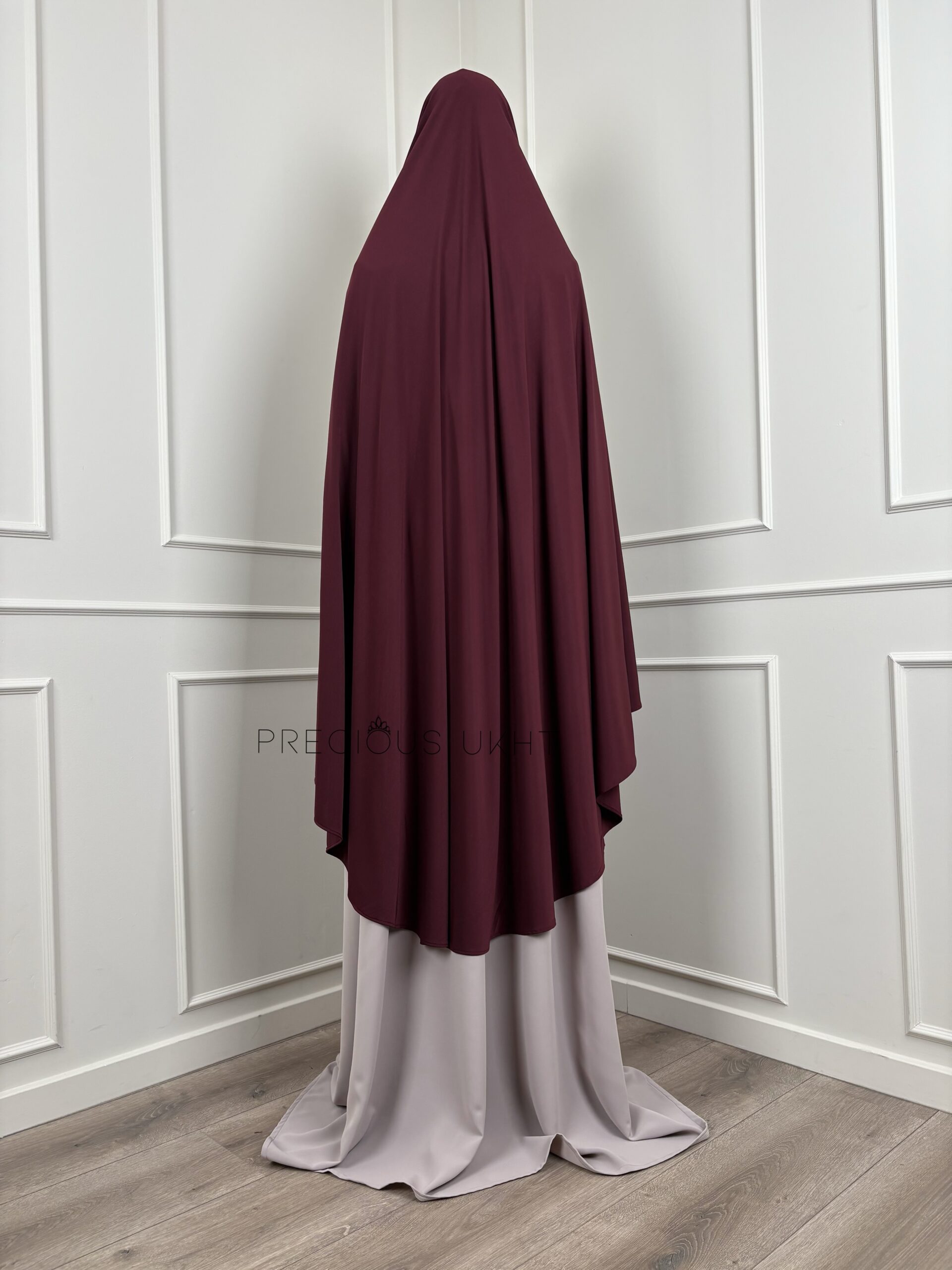 Premium Jersey Tieback Yemeni Extra Long Khimaar 'Plum' - Afbeelding 2