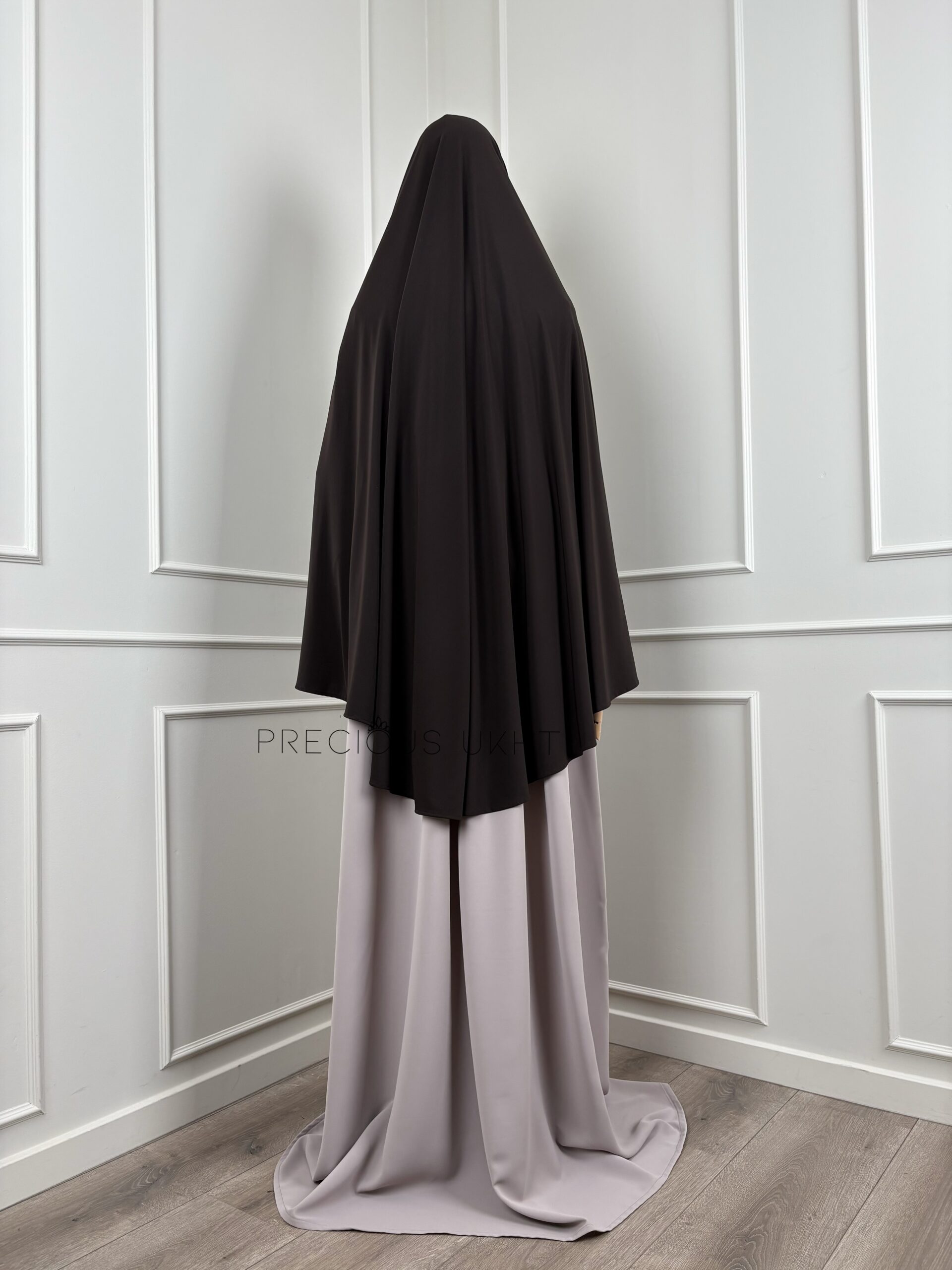 Premium Jersey Tieback Yemeni Short Khimaar 'Dark Chocolate' - Afbeelding 2