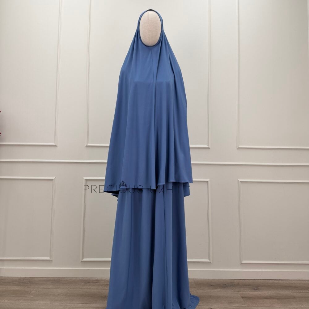 Premium Jersey Medium Khimaar & Rok 'Soft Blue'