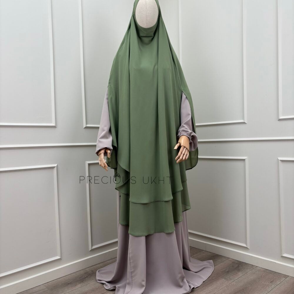 2 Laags Yemeni Chiffon Khimaar 'Avocado'
