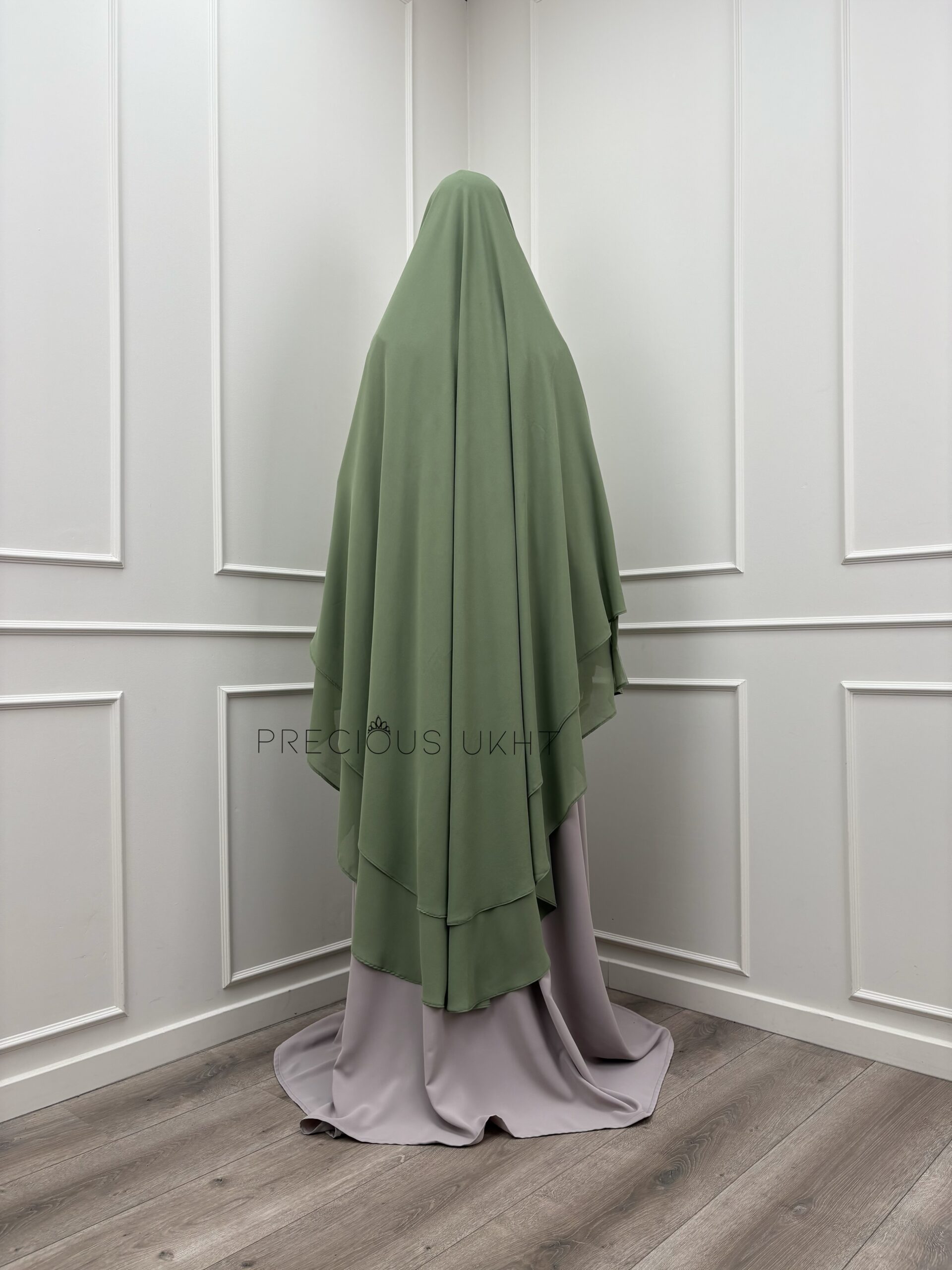 2 Laags Yemeni Chiffon Khimaar 'Avocado' - Afbeelding 2