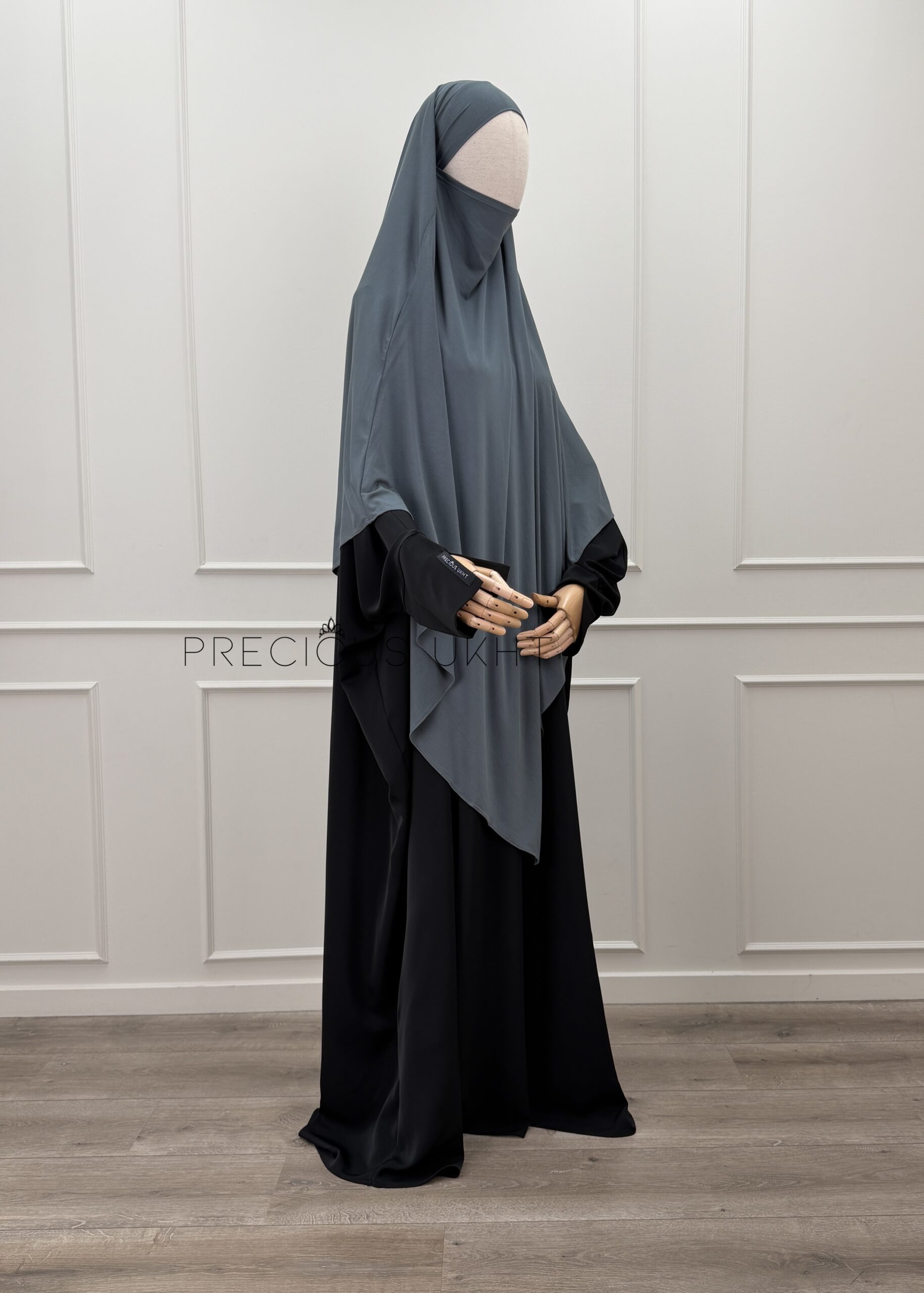 Amira Khimaar Long 'Dark Grey' (Bamboo Fabric)