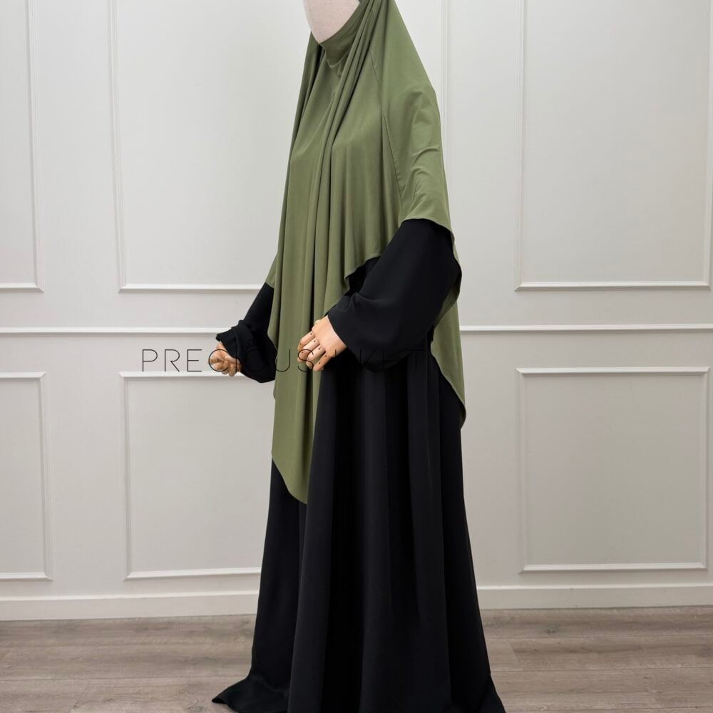 Amira Khimaar Long 'Olive' (Bamboo Fabric)
