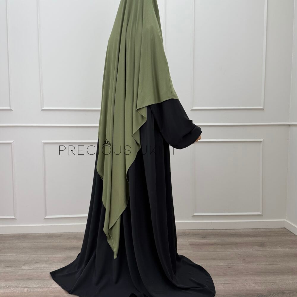 Alternative view of Amira Khimaar Long 'Olive' (Bamboo Fabric)