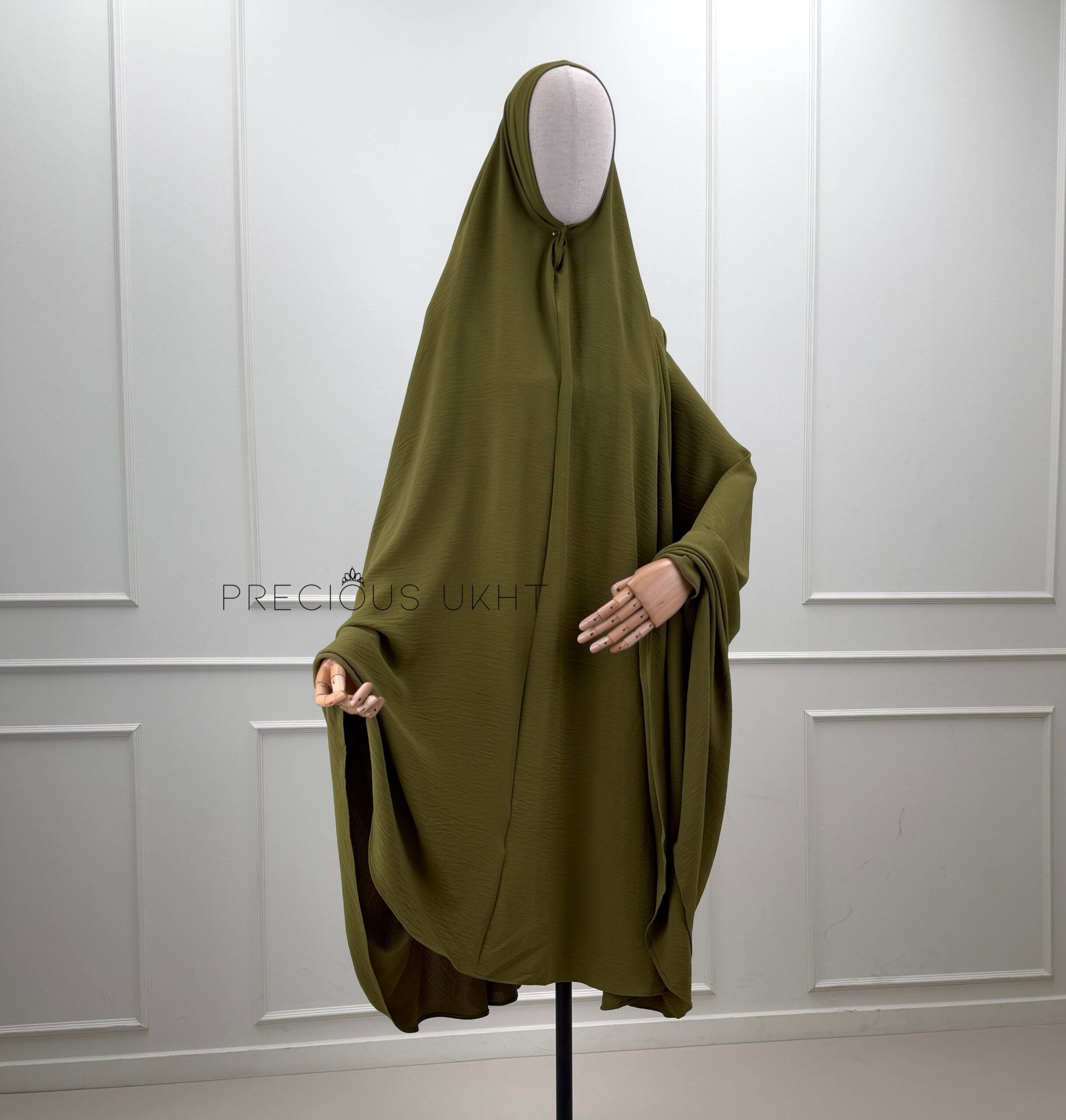Precious Ukht Extra Long Stretch Khimaar 'Olive Moss'
