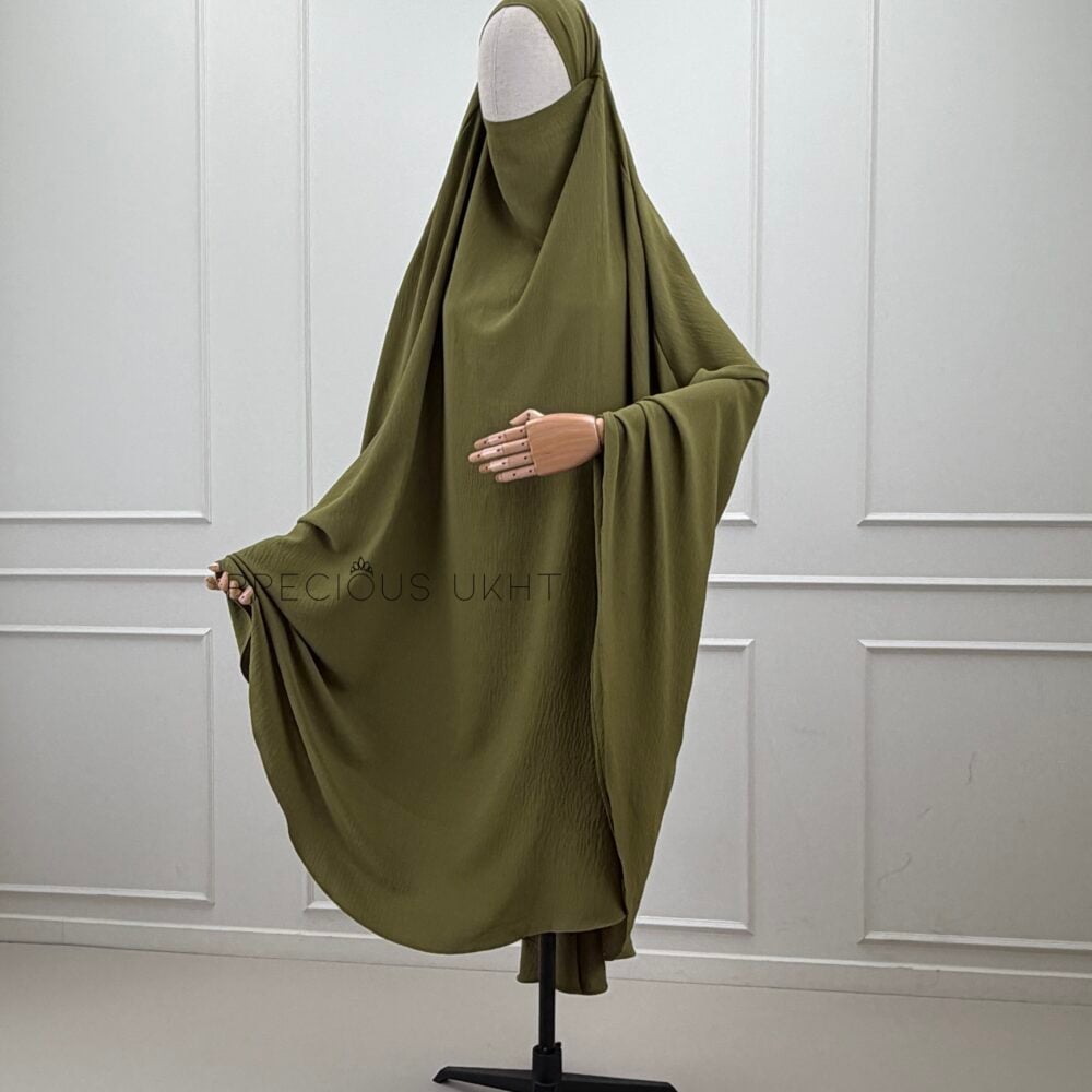 Precious Ukht Tieback Extra Long Stretch Khimaar 'Olive Moss'