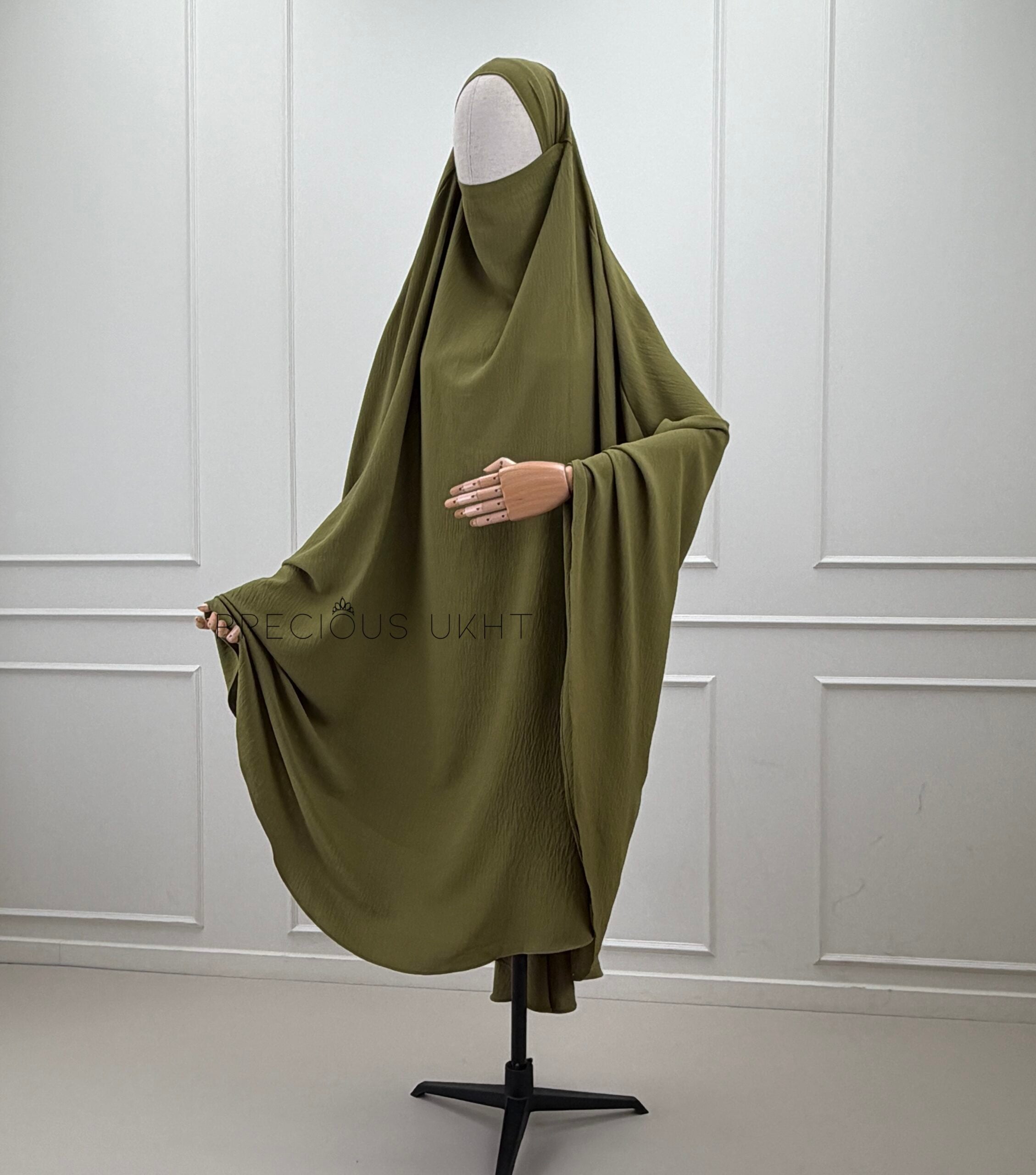 Precious Ukht Tieback Extra Long Stretch Khimaar 'Olive Moss'