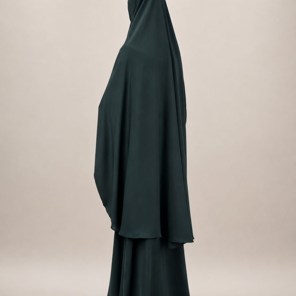 Alternative view of Oemayrah Extra Long Khimaar ‘Pine Green'