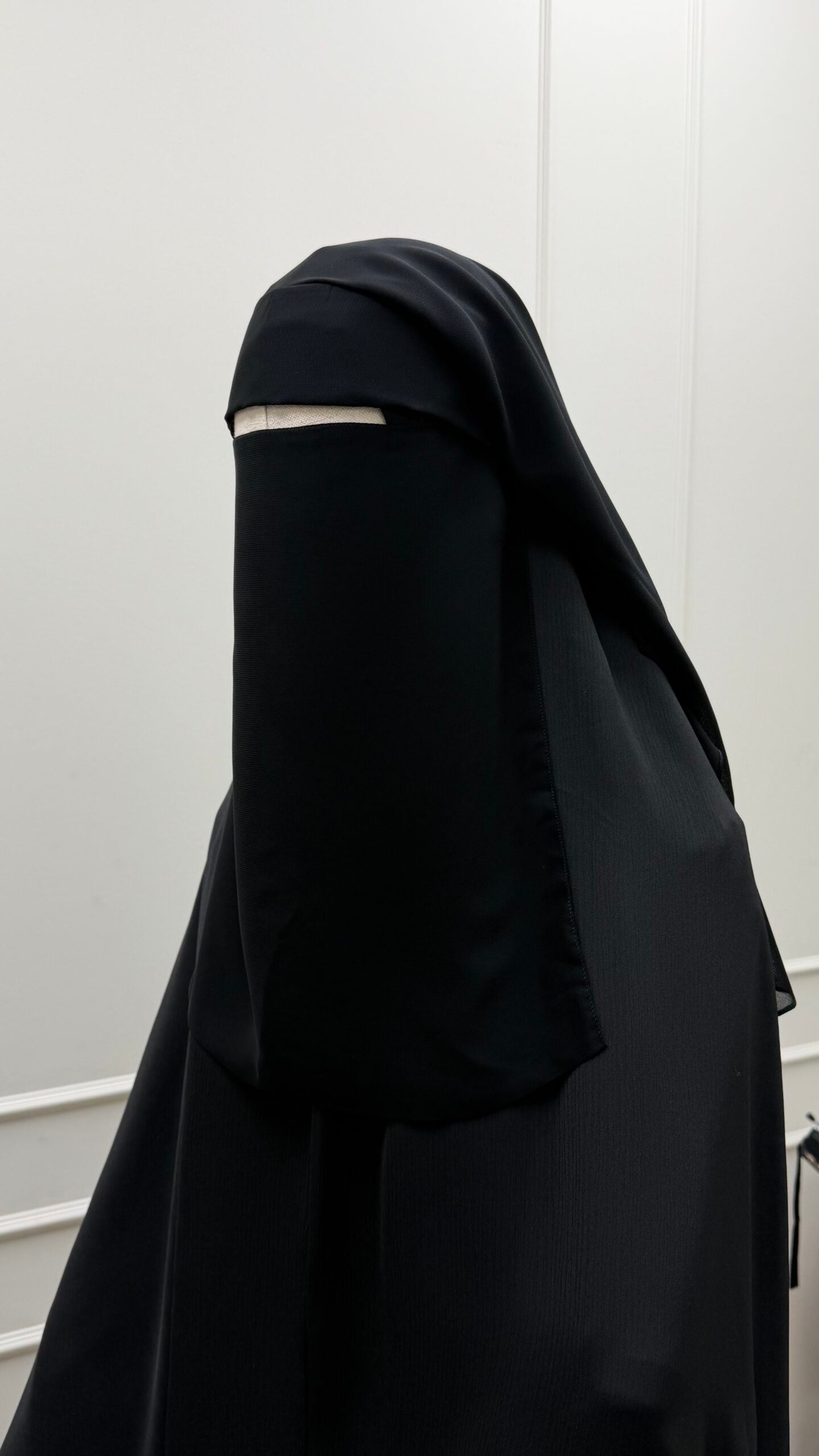 3 Laags Tieback Flap Niqaab 'Black'